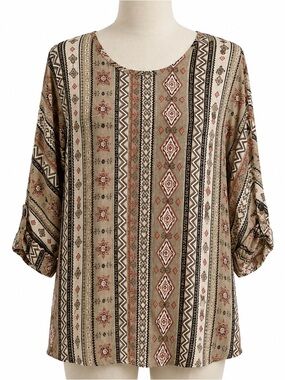 Honeyme Bohemian Aztec Pattern Tunic – Size Large